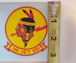 Rare Navy Squadron VA Jet 851 Flight Helmet Water Slide Decal Indian Head Patch 2