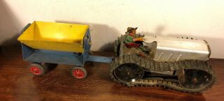 Rare Marx Tin Wind Up Big Barn Climbing Tractor Set W Box & Instructions Playset 6