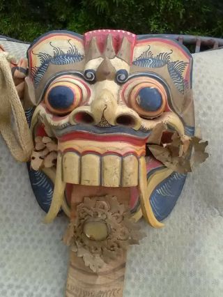 Lion Mask From Bali Complete With Wig,  Wooden Hand Painted.