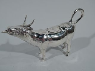 Antique Cow Creamer - Sweet & Impertinent Beast - German Sterling Silver