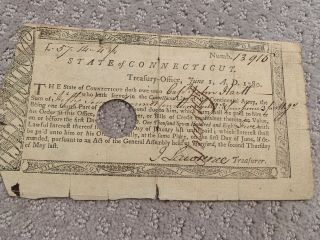 1780 Pay Document Revolutionary War Connecticut Continental Army Captain Hartt