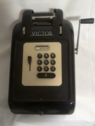Vintage Bakelite Victor 6 Row Hand Crank Adding Machine