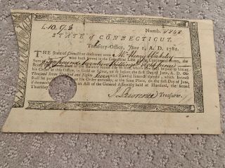 1782 Pay Document Revolutionary War Connecticut Continental Army Henry Wakeley