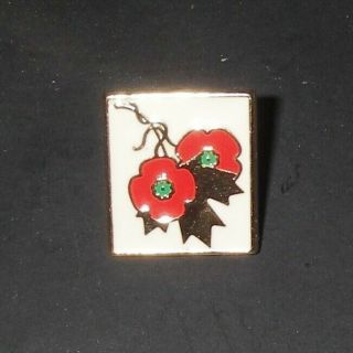 1995 Canada War Remembrance D - Day 50th Red Poppy Brooch Lapel Hat Pin Maple Leaf 3