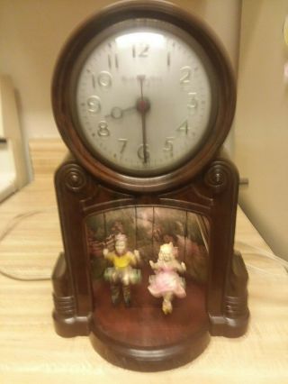 Antique 1950s Master Crafters Swinging Playmates Mantle Clock Model 551
