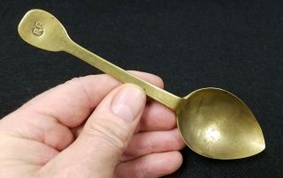 Antique Latten Bronze Brass Spoon 17th Or Early 18th Century Hallmarked " Rg "