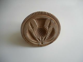 Antique Hand Carved Thistle Butter Print.  Butter Stamp / Mold / Press