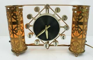 Vintage Herold 505 Mid Century Modern Sunburst Lighted Metal Clock Mcm