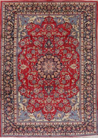 Traditional Floral Vintage Persian Area Rug Oriental Hand - Knotted Red Wool 10x13