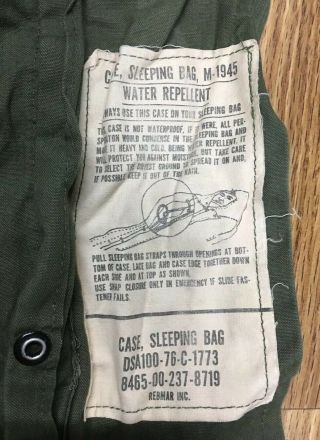 Vintage WW2 Korean War Era US Army Sleeping Bag Cover M - 1945 3