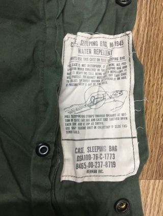 Vintage WW2 Korean War Era US Army Sleeping Bag Cover M - 1945 4
