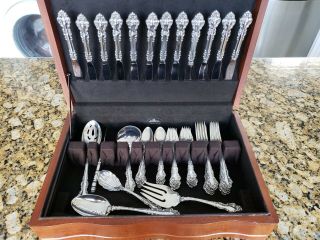 Reed And Barton Spanish Baroque 54 Piece Sterling Flatware W/ Case
