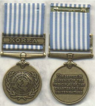 U.  N.  Korean War Service Medal - United Nations - Made In The Usa - Full Size