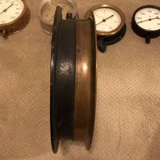 Vintage 12” Ashcroft Iron/Brass Collectible Steam/Vacuum Gauge 10