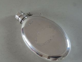 ANTIQUE VICTORIAN SOLID STERLING SILVER HIP FLASK - BHAM 1868 - 105g 3