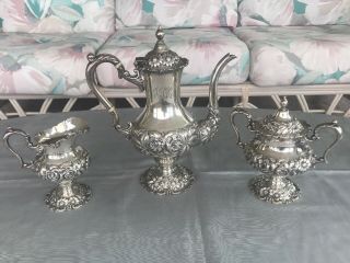 Stieff Sterling Hand Chased Tea Set