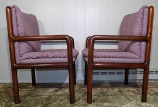Dunbar arm chairs with exposed hardwood frame Ed Wormley ? w brass tags 3