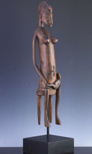 FINELY CARVED AFRICAN DOGON MATERNITY MOTHER CHILD WOOD FIGURE OLD LEAD SEAL 3