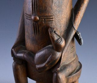 FINELY CARVED AFRICAN DOGON MATERNITY MOTHER CHILD WOOD FIGURE OLD LEAD SEAL 9