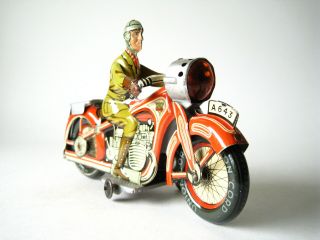 Stunning Arnold Tin Clockwork Red Motorcycle Us Zone Germany 1948