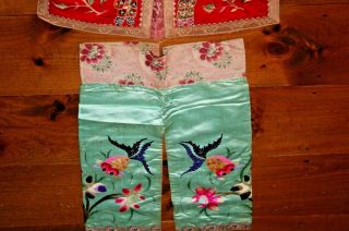 Antique Chinese Silk Embroidered Child ' s Outfit Jacket Pants Robe Pajamas Kimono 5