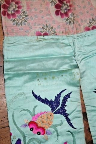 Antique Chinese Silk Embroidered Child ' s Outfit Jacket Pants Robe Pajamas Kimono 7