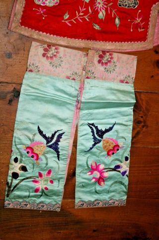 Antique Chinese Silk Embroidered Child ' s Outfit Jacket Pants Robe Pajamas Kimono 9