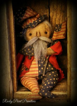 Primitive Americana 4th Of July Uncle Sam Hanger Tuck Doll