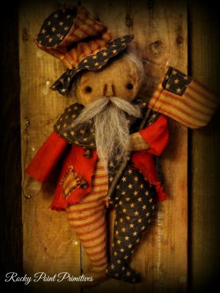 Primitive Americana 4th of July Uncle Sam Hanger Tuck Doll 2