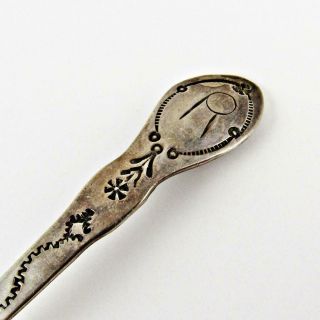 Antique Native American Navajo " R " Monogram Engraved Silver Souvenir Spoon