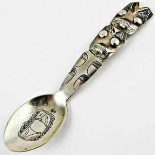 Antique Native American Alaska Inuit Eskimo Totem Pole Silver Souvenir Spoon