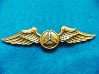 Korean War Sterling 3 1/8 " Pilot Drooped Style Wing - Maker Marked