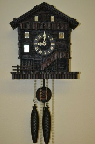 ANTIQUE GERMAN BLACK FOREST RARE CHALET CUCKOO CLOCK 12