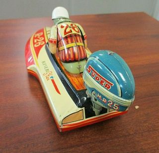 VINTAGE YONEZAWA JAPAN TIN LITHO FRICTION RIVER STAR CHAMPION HYDROPLANE & BOX 6