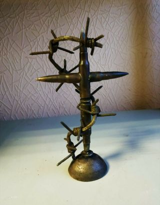 Ww1 Relic Trench Art Crucifix Made Of Russian Sleeves.