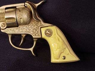 Vintage TEXAN Western Cowboy Toy Cap Gun Pistol Single Action Revolver Hubley 3