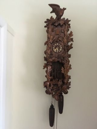 Stunning Large Black Forest Certified Cuckoo Clock.  Traditional Style.  28 " Tall