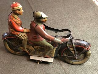 Antique Large 1927 TIPPCO GERMANY TIN WIND UP MOTORCYCLE Rare 3