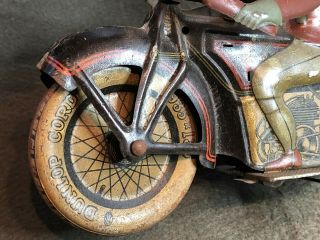 Antique Large 1927 TIPPCO GERMANY TIN WIND UP MOTORCYCLE Rare 6