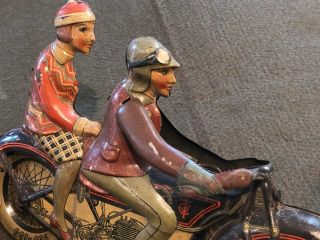 Antique Large 1927 TIPPCO GERMANY TIN WIND UP MOTORCYCLE Rare 7