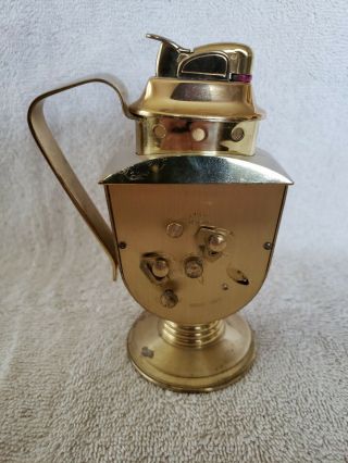Vintage 1950 ' s PHINNEY - WALKER Swiss made Brass Alarm Clock with Evans Lighter 3