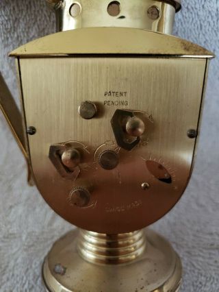 Vintage 1950 ' s PHINNEY - WALKER Swiss made Brass Alarm Clock with Evans Lighter 4