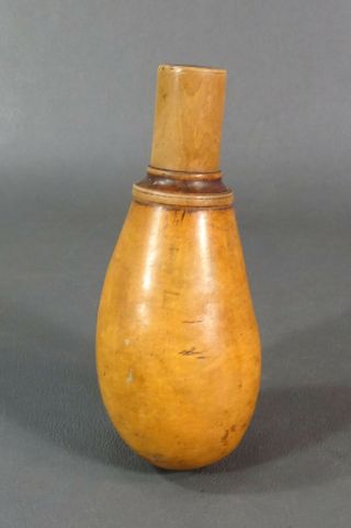 Revolutionary War Turned Fruitwood Treen Gun Black Powder Flask &measure Cup Cap