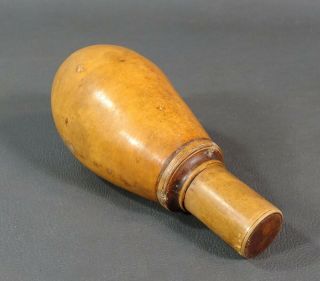 Revolutionary War Turned Fruitwood Treen Gun Black Powder Flask &Measure Cup Cap 3