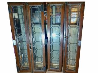 Antique Leaded Glass Windows Sidelights W/orignal Hardware French Door