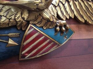 Large Vintage Carved Wood American Eagle Bellamy Style Patriotic Stars & Stripes 4