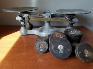 Vintage Detecto Cast Iron Balance Scale With Weights