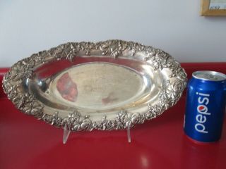 Antique Large Art Nouveau Period Sterling 13 1/2 In Oval Bread Tray 18 Toz
