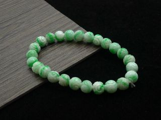 100 Natural Certified A Green Jadeite Jade 7mm Flower Beads Bracelet Bangle