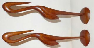 Pair Chris Traevare Denmark Mid Century Modern Mcm Teak Wood Birds
